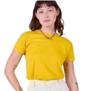 NWOT Big Bud Press Jr. Varsity Tee Shirt Yellow Size Petite Unisex